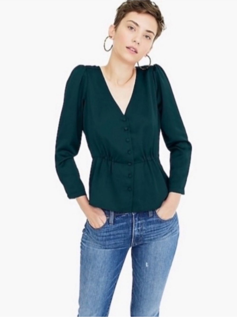 J. CREW SATIN PEPLUM BLOUSE